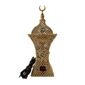 Brûleur d'encens en métal élégant et brûleur de bakhoor, design luxueux pour la maison, le yoga et le bureau, avec finition antique dorée - Product Image 1