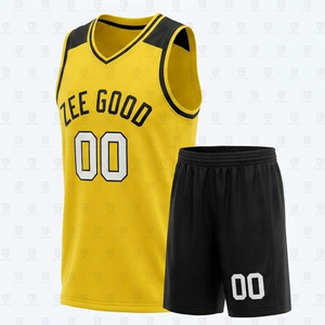 Uniforme de Baloncesto Personalizado Zee Good, Amarillo y Negro, Sin Mangas, Cuello en V, Secado Rápido, Unisex, para Adultos, Todas las Temporadas, Impresión Sublimada - Product Image 2