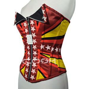 Corsé con estampado y escote corazón, diseño de cuello con cremallera frontal - Product Image 4