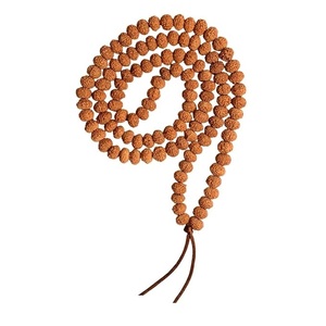 Rudraksha con cuentas de semillas de loto, pulsera Mala, cuentas redondas lisas de estilo tradicional de un solo lado pulido para usar en la muñeca - Product Image 6