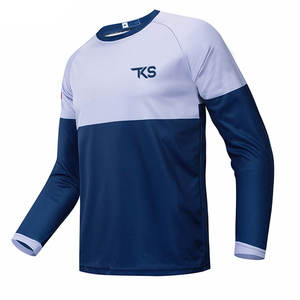 Camiseta de motocross con estampado personalizado y escote cómodo, camiseta de carreras de motocross de manga larga con lados de malla transpirable - Product Image 1