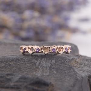 Anillo de Compromiso y Boda de Plata de Ley 925 con Amatista, Estilo Bohemio, Hecho a Mano, Regalo de Moda para Mujer - Product Image 2