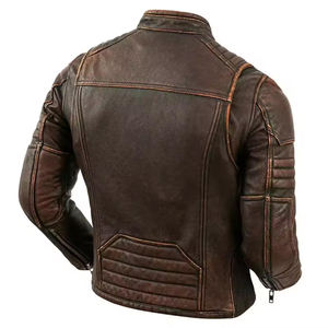 Chaqueta de cuero genuino de invierno para hombre personalizada más Popular 2024, directa de fábrica, alta calidad, ajuste Regular, cremallera, impermeable - Product Image 2