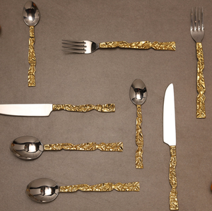 Premium Quality Luxury Crushed Design Gold Handle Metal <b>Fork</b> for Wedding from Indian Export - Product Image 3