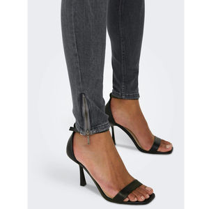 Jeans Ajustados de Cintura Media para Mujer, Último Diseño, Mezclilla Gris, Cierre Inferior, Elásticos, Tipo Lápiz, con Bolsillos Altos, Hechos de Algodón - Product Image 5