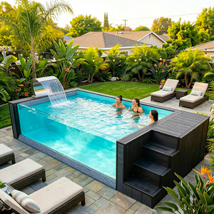 Small Shipping Container Customized <b>Frame</b> Commercial Fiberglass FRP Swimming Pool Factory Direct UV Resistant - Product Image 1