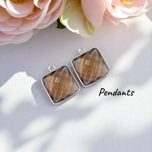 10mm simple boucle lien breloque connecteurs 925 argent Sterling naturel fumé Quartz Checker coupe lunette réglage collier pour les femmes - Product Image 5