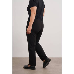 Pantalon droit élastiqué noir taille haute grande taille - Product Image 5