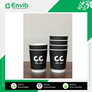 Vasos de Papel Desechables Reciclables de Doble Pared Resistentes al Calor de Alta Eficiencia y Buena Calidad, Estilo Lujoso, Tamaño Personalizado de 10 oz - Product Image 4