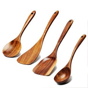 5 uds. Las mejores cucharas de madera para cocinar servidores de ensalada de madera de mango Juego de 2 SERVIDORES DE ENSALADA DE MADERA JUEGO DE 2 HECHO A MANO KETCHENWAR ÚNICO - Product Image 1