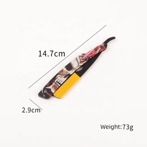 Vente en gros d'outils de barbier de rasage d'impression de mode Rasoir à cheveux et lames Rasoir droit pliant en acier inoxydable antique - Product Image 2