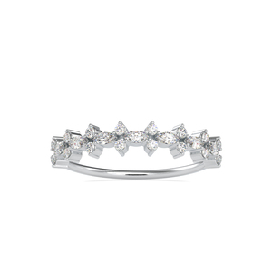 0.50 CTW Lab Grown Diamond Half Eternity Wedding <b>Band</b> Pear & Round Cut Diamonds SGL Certified 14K Solid Gold Prong Wedding <b>Ring</b> - Product Image 5