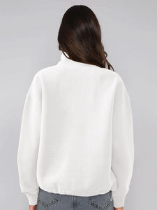 Sudadera de invierno con capucha informal de manga larga a la moda para mujer con media cremallera transpirable y cuello con capucha - Product Image 2