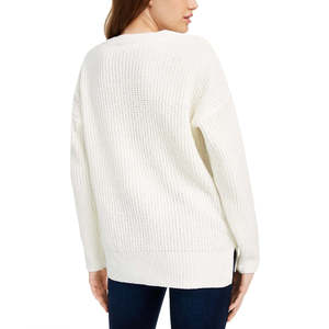 Cardigan in ciniglia rosa taglia grande per ragazze, traspirante, bianco, con logo frontale, stile casual Y2K, per autunno inverno - Product Image 2