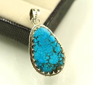 Pendentif en turquoise de style vintage en argent sterling 925 fait à la main, 5 centimètres, pendentifs fins, breloques, anniversaire pour femmes, micro-insert - Product Image 3