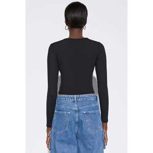 Blusa Corta de Manga Larga con Textura Acanalada - Product Image 4