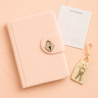 LABON Journal pêche flou avec serrure en forme de coeur Set de clés Cute Furry Diary With Key for Girls Secret Memo Notebook Gift