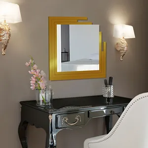 Espejo de pared de Metal decorativo de forma Rectangular de diseño moderno, espejos de tocador decorativos para el hogar - Product Image 3
