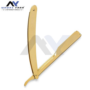 Navaja de Afeitar Profesional de Alta Calidad, Color Dorado, con Cartucho de Empuje, Mango Plegable de Acero Inoxidable, Navaja de Afeitar de Hoja Recta - Product Image 4