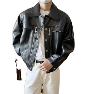 Chaqueta Informal de Cuero Sintético para Hombre, Chaqueta Holgada de Lona de Estilo Americano, Moda de Primavera y Otoño, Ropa de Marca para Hombre - Product Image 6