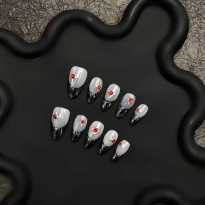 Di lusso Chic Aura corta Nails Press-on di alta qualità stile francese riutilizzabile in ABS materiale ovale carino certificato Halal - Product Image 2