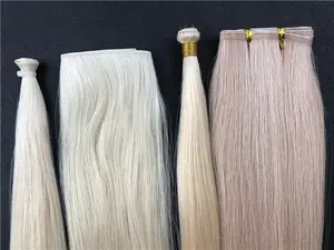 Grosir Pabrik Rusia tak terlihat baru tangan terikat rambut pakan ekstensi rambut Remy dicelup Single Weft Genius distributor rambut