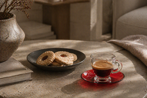 Durable Glass Set 6-pcs Espresso Coffee Cups with Saucers 9 cl (3 fl oz) Modern Contemporary Design Coffe Break Petra by Excelsa - Product Image 6