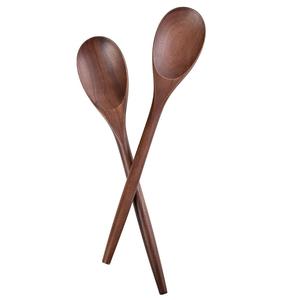 Ensemble de cuillères en bois naturel ensemble de cuillères à salade ensemble de cuillères à fruits Dessert outils de mélange pour ustensiles de cuisine accessoires de Table à manger - Product Image 1