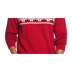 Maglione Vintage Rosso Taglia 2XL per Uomo, Impermeabile con Motivo a Fiocchi di Neve e Decorazione a Strisce sul Petto - Product Image 3