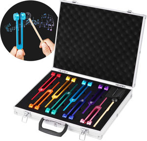 QNQ 7 Chakra Tuning Fork Set Mano de obra fina Curación de ADN Terapia de meditación Yoga con 1 Soul Purpose Manual Fuente de alimentación - Product Image 1