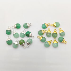 Colgante de Crisoprasa de 8-10 mm, Plata de Ley 925 con Baño de Oro, Dijes de Joyería de Moda al por Mayor - Product Image 5