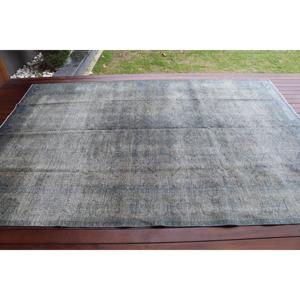 Tapis vintage 6,4 x 9,4 pieds, grand tapis turc, tapis gris uni - Product Image 3