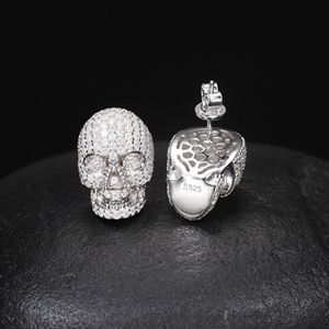 Boucles d'oreilles S925 Micro Moissanite Skull - Product Image 1