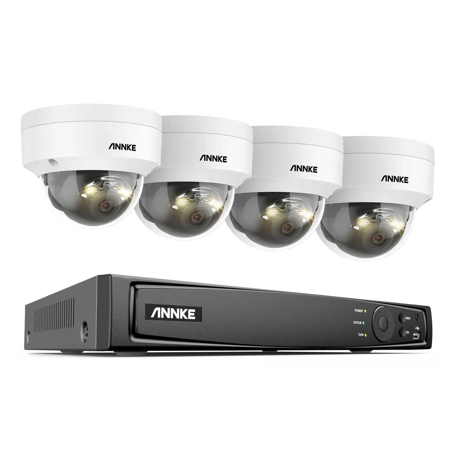 ANNKE 8CH 4K(12MP) PoE NVR עם 4 יחידות 12MP AI ואור כפול חכם ומיקרופון PoE IP כיפת מצלמה