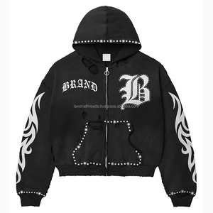 Sudaderas con Capucha Personalizadas sin Cordones, Lisas, Extra Grandes, de Felpa, con Cierre, Ajuste Holgado, de Alta Calidad para Hombre - Product Image 2