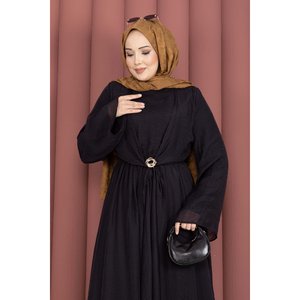 Robe de soirée vintage en mousseline noire avec broche dorée intégrée, boléro, tailles XS-XXL, coupe trapèze, robe de bal, silhouette droite, taille empire - Product Image 2