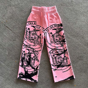 Ropa de calle de alta calidad, pantalones de chándal gráficos, serigrafía personalizada para hombre, pantalones de chándal holgados de algodón de pierna ancha de peso pesado - Product Image 2