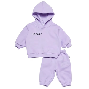 Venta al por mayor personalizado niños Sudadera con capucha y pantalones de chándal patrón sólido niños chándal conjuntos para niños y niñas para el invierno - Product Image 3