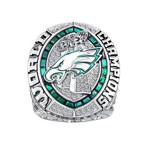 Bague de championnat des Eagles de Philadelphie, MVP, style hip-hop, sertie de moissanite, argent plaqué rhodium, pour les fans de sport, cadeau - Product Image 1