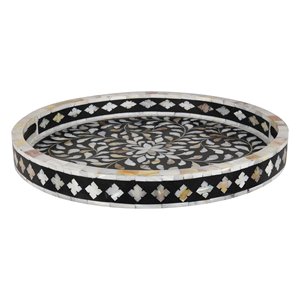 Impresionante bandeja decorativa de resina de hueso hecha a mano con detalles delicados y pulido a mano para un aspecto elegante y elegante - Product Image 4