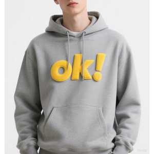 Sudadera con Capucha de Algodón 100% Pesado, Personalizable, para Otoño, Unisex, con Cordón, Bordado de Chenilla, Parche con Letras y Bolsillo - Product Image 1
