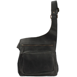 Bolso Cruzado de Cuero Genuino Gris Seguro para Mujer, Compartimento Frontal con Cremallera, Correa Ajustable, Decoración de Cadena Geométrica, Estilo Bohemio - Product Image 5