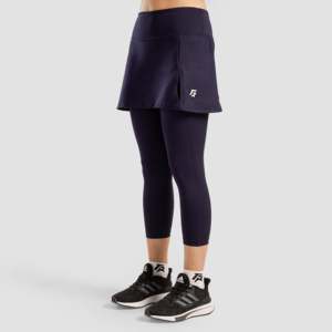 Ace Satin-Chiffon-Corduroy <b>Skirt</b> Breathable Leggings Navy Blue <b>Elastic</b> Waistline Digital Animal-Floral Print Formal Work Style - Product Image 1