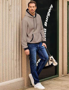 เสื้อฮู้ดผู้ชายแฟชั่นลำลอง ผ้าคอตตอนผสม ไม่หดตัว อุ่นสบายสำหรับฤดูหนาว - Product Image 3