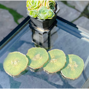 Dessous de verre en acrylique transparent de forme ronde de garde de surface de table Sous-verres de thé de couleur verte de la plus haute qualité parfaits pour la maison et la cuisine - Product Image 6
