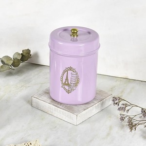 Colourful Vintage Printed Storage Jar Set Coffe & Sugar Paris Design Cylindrical Containers - Product Image 3