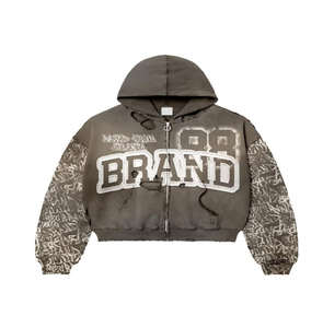 Sweat-shirt décontracté pour homme, style streetwear, capuche oversize, design découpé, 100% coton, doublé, imprimé délavé - Product Image 4