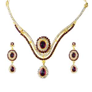 Kriaa <b>Gold</b> Plated Necklace <b>Set</b> with Austrian Stone Pearl and Diamond Earrings Fine Copper <b>Jewelry</b> for Gifts-1101332 - Product Image 1