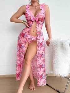 Conjunto de Lencería Sexy para Mujer, Nuevo Modelo 2026, con Encaje y Diseño Abierto, Ropa de Dormir Larga, Conjunto de Dos Piezas - Product Image 2
