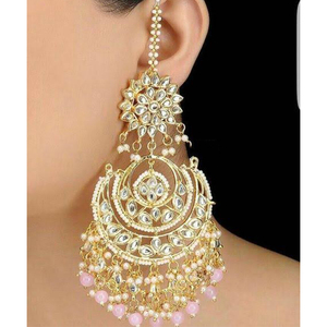 High Quality <b>Handmade</b> Gold-Plated Chandbali <b>Earrings</b> - Classic Indian <b>Earrings</b> for Special Occasions Fashion Jewelry Wholesalers - Product Image 3